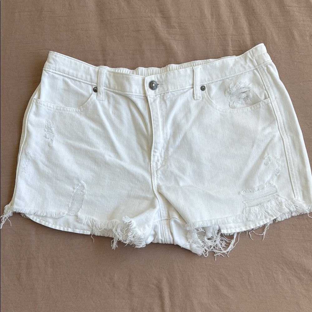 White Distressed Denim Shorts